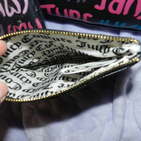 Juicy Coulture Love Letters 3 Peice Backpack, Pouch,Shoulder Bag Set Black NEW - Picture 5 of 15